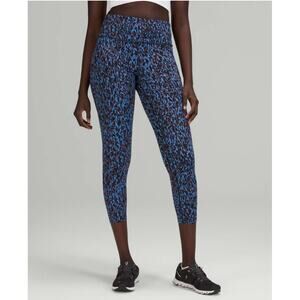 0 Lululemon Blue Cheetah Print Fast and Free High Rise Tight 25" Leggings